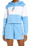 Nike Sportswear Logo Crop Hoodie In University Blue/white