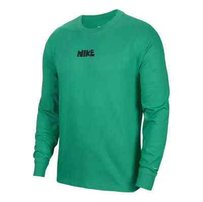 Nike Sportswear Logo Long Sleeve Tee 'green' In Metallic