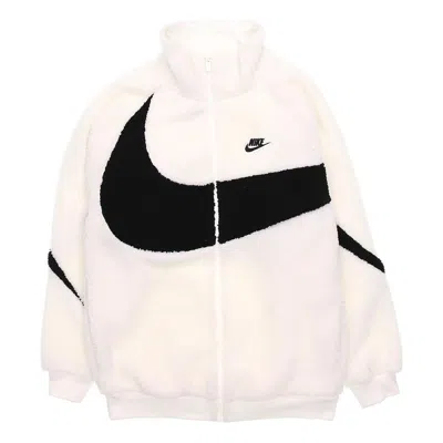 Nike Sportswear Logo Polar Fleece Stand Collar Jacket White