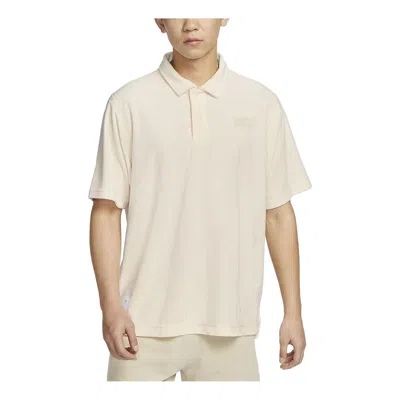 Nike Sportswear Logo Polo Shirt 'beige' In White