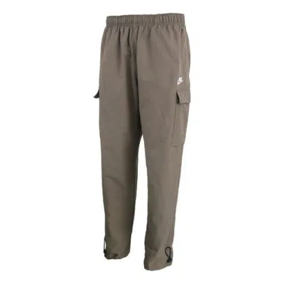 Nike Sportswear Logo Small Label Embroidered Woven Cargo Long Pants Olive Grey Gray