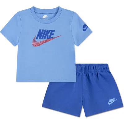 Nike Babies'  Sportswear Logo T-shirt & French Terry Shorts Set In Blue