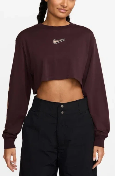 Nike Sportswear Long Sleeve Crop T-shirt In Brown