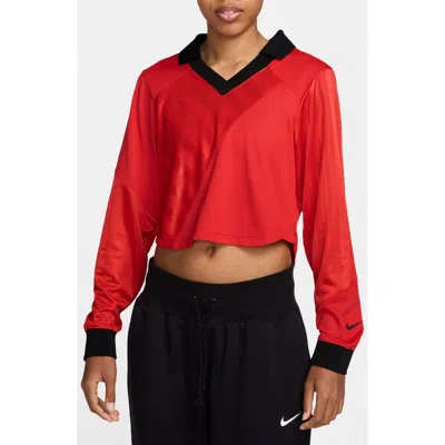 Nike Sportswear Long Sleeve Crop Top In Red