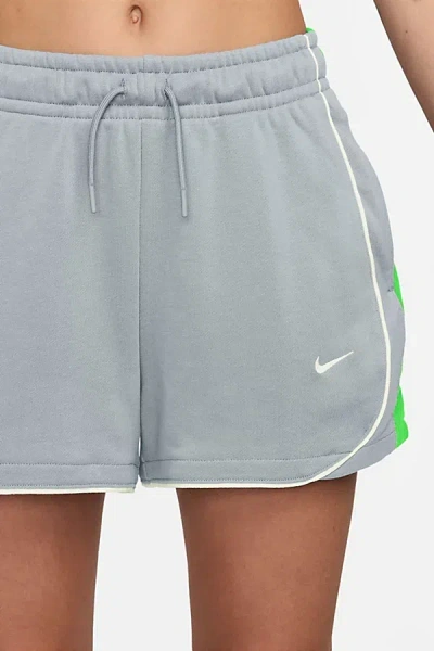 Nike Sportswear Loose Mid-rise 3" Fleece Shorts In Silver, Women's At Urban Outfitters In Blue