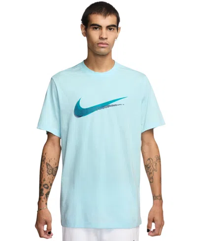 Nike Sportswear Men's Short Sleeve Crewneck Logo T-shirt In Glacier Blue,dusty Cactus