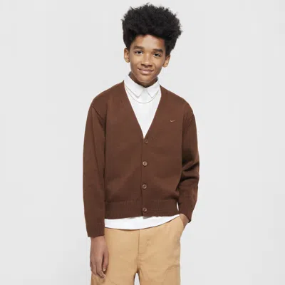 Nike Sportswear Metro Ground Big Kids' Cardigan In Brown