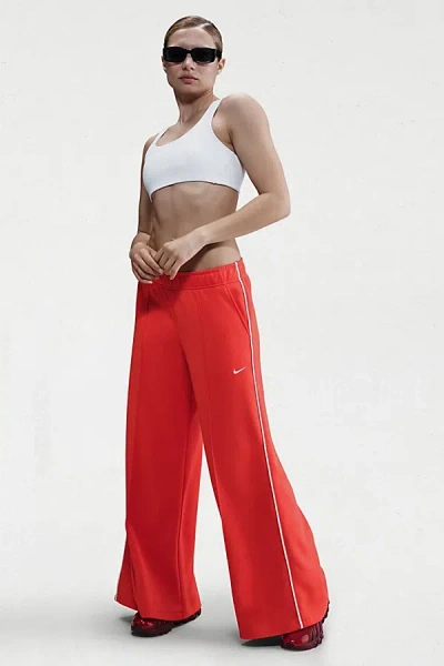 Nike Sportswear Mid-rise Wide Leg Track Pant In Picante Red/sail/sail, Women's At Urban Outfitters