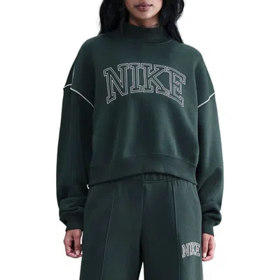 Nike Sportswear Mock Neck Phoenix Fleece Oversize Sweatshirt In Green
