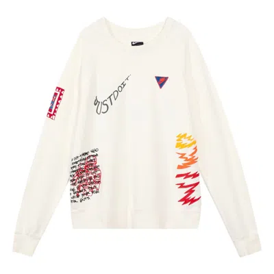 Nike Sportswear Nsw Reflective Graffiti Printing Round Neck Pullover White