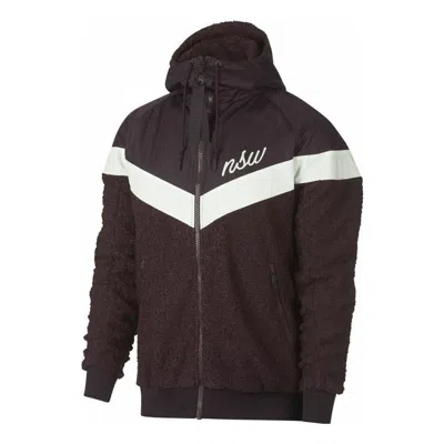 Nike Sportswear Nsw Sherpa Windrunner Full Zip Jackets 'burgundy Ash' In Brown