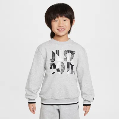 Nike Sportswear "outside The Lines" Little Kids' French Terry Crew Top In Grey