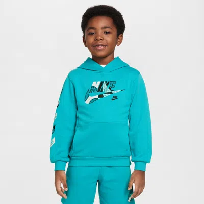 Nike Sportswear "outside The Lines" Little Kids' French Terry Pullover Hoodie In Green