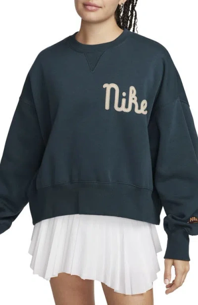Nike Sportswear Oversize Fleece Sweatshirt In Deep Jungle/khaki