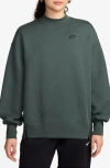 Nike Sportswear Oversize Mock Neck Tech Fleece Sweatshirt In Vintage Green/black
