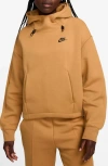 Nike Women's  Sportswear Tech Fleece Oversized Hoodie In Flax/black