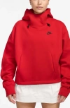Nike Sportswear Oversize Tech Fleece Hoodie In University Red/black