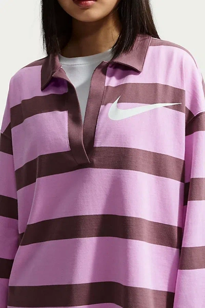 Nike Sportswear Oversized Polo Top In Pink Combo, Women's At Urban Outfitters