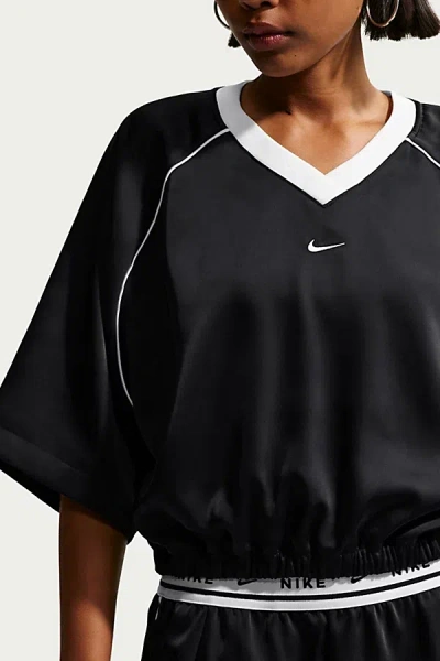 Nike Sportswear Oversized Satin Jersey Top In Black, Women's At Urban Outfitters