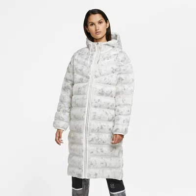 Nike Sportswear Parka Jacket Women's White Marble Inuslated Full Zip Ups1198