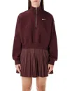 Nike Zip-up Logo Sweatshirt In Burgundy