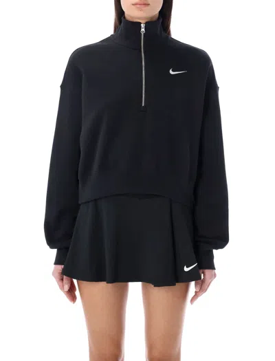 Nike Sportswear Phoenix 1/2-zip Crop Sweatshirt In Black