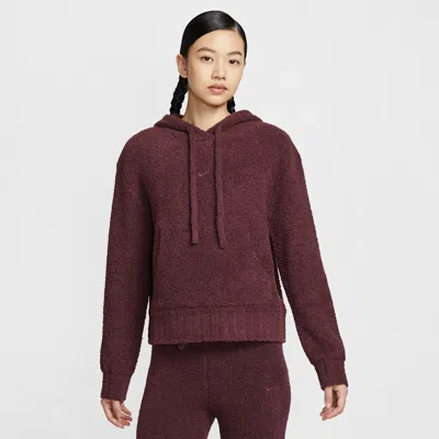 Nike Sportswear Phoenix Cosy Bouclé Women's Loose Knit Hoodie In Burgundy