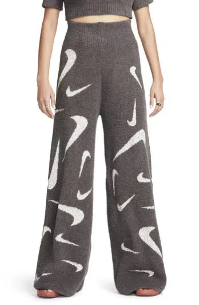Nike Sportswear Phoenix Cozy Bouclé Wide Leg Pants In Gray