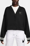 Nike Sportswear Phoenix Embroidered Oversize Fleece Cardigan In Black