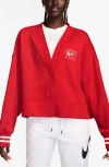 Nike Over-oversized Graphic Cardigan In University Red