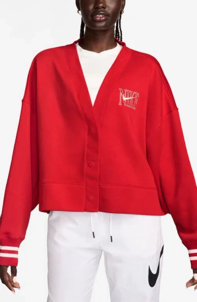 NIKE NIKE SPORTSWEAR PHOENIX EMBROIDERED OVERSIZE FLEECE CARDIGAN