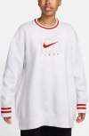 Nike Sportswear Phoenix Embroidered Oversize Long Fleece Sweatshirt In Gray