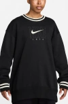 Nike Sportswear Phoenix Embroidered Oversize Long Fleece Sweatshirt In Black