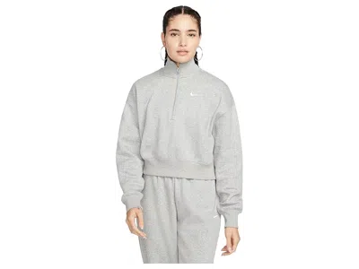 Nike Sportswear Phoenix Fleece 1/4-zip Cropped Sweatshirt In Gray