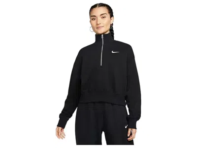 Nike Sportswear Phoenix Fleece 1/4-zip Cropped Sweatshirt In Black