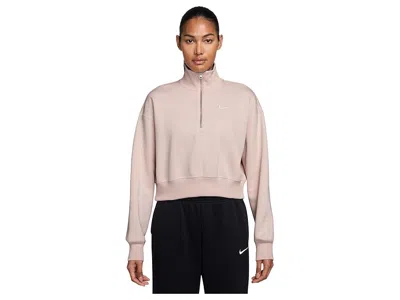 Nike Sportswear Phoenix Fleece 1/4-zip Cropped Sweatshirt In Neutral