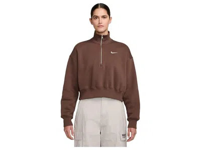 Nike Sportswear Phoenix Fleece 1/4-zip Cropped Sweatshirt Women's Sweatshirt Fauna Brown/sail: Sm (us 4-6