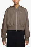 Nike Women's  Sportswear Phoenix Fleece Loose Cropped Full-zip Hoodie In Mink Brown/sail