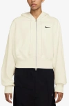 Nike Sportswear Phoenix Fleece Crop Hoodie In Sail/black