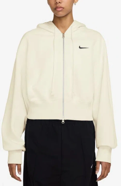 Nike Sportswear Phoenix Fleece Crop Hoodie In Sail/black