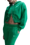 Nike Sportswear Phoenix Fleece Crop Hoodie In Stadium Green/sail