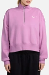 Nike Sportswear Phoenix Fleece Crop Sweatshirt In Beyond Pink/sail