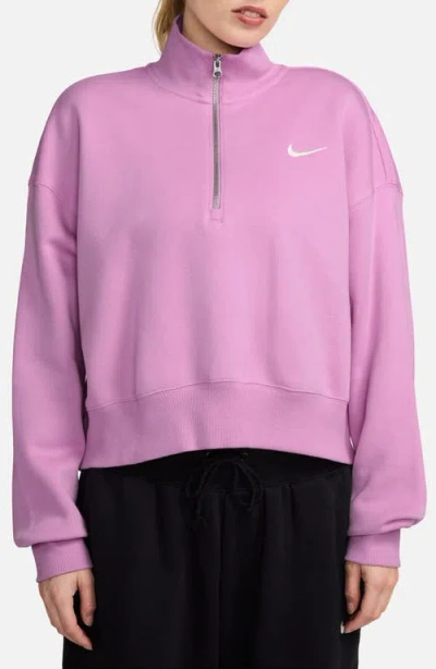 Nike Sportswear Phoenix Fleece Crop Sweatshirt In Beyond Pink/sail