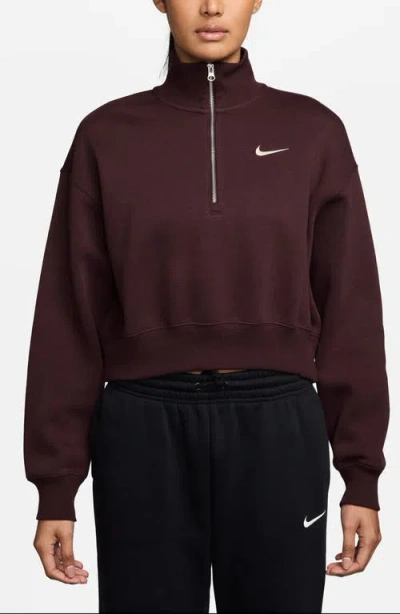 Nike Sportswear Phoenix Fleece Crop Sweatshirt In Brown