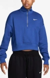 Nike Sportswear Phoenix Fleece Crop Sweatshirt In Blue