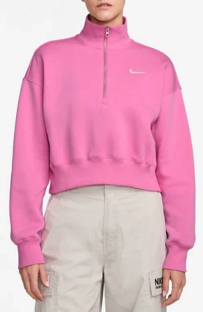 Nike Sportswear Phoenix Fleece Crop Sweatshirt In Pink