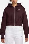 Nike Sportswear Phoenix Fleece Cropped Full-zip Hoodie Sweatshirt In Burgundy Crush/sail, Women's At Urba In Multi
