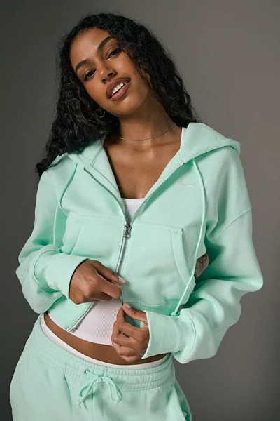 Nike Sportswear Phoenix Fleece Cropped Full-zip Hoodie Sweatshirt In Mint Foam/(sail), Women's At Urban O In Green
