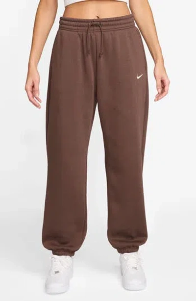 Nike Sportswear Phoenix Fleece High-waisted Oversized Sweatpants In Brown