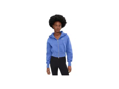 Nike Sportswear Phoenix Fleece Loose Full-zip Crop Hoodie In Gray